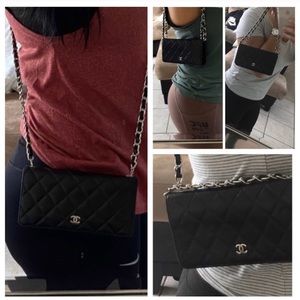 ⛓🖤 Chanel Quilted Wallet Matelasse Crossbody Chain / Shoulder Bag Option